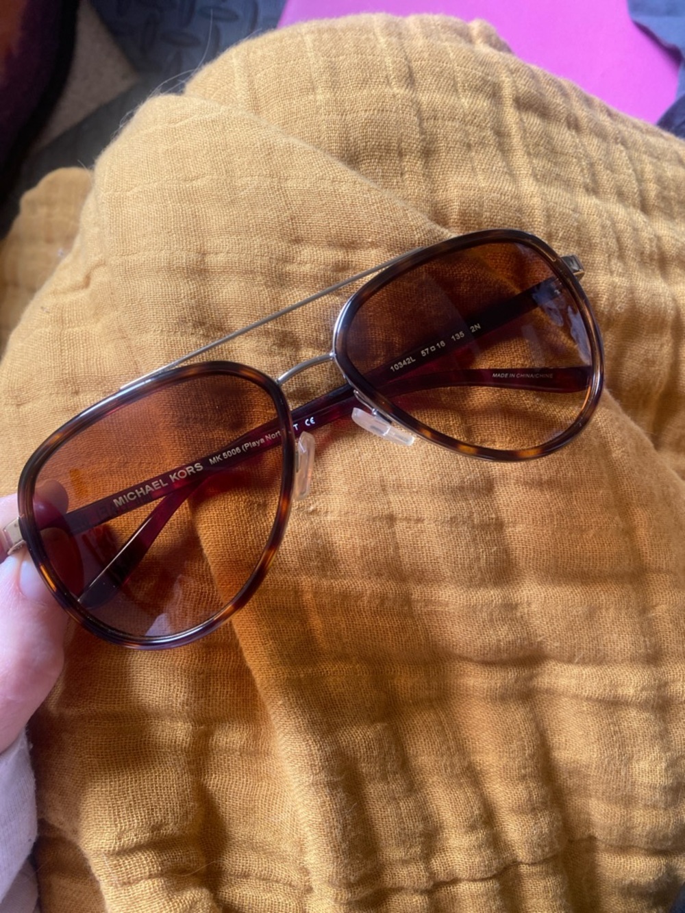 Michael Kors Tortoise Aviator Sunglasses - Picture 3 of 5